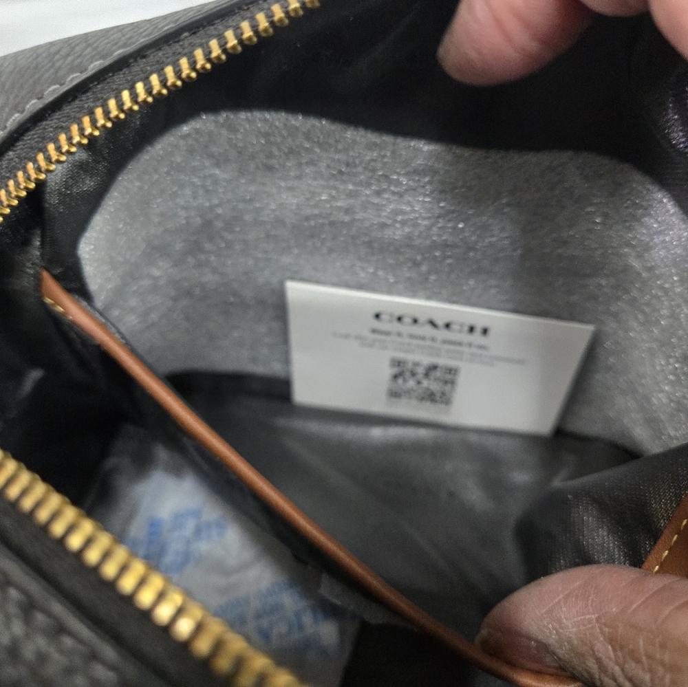 Coach Black Leather Cosmetic Bag with Gold Accent - Picture 5 of 14